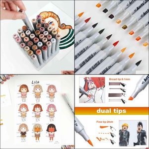 Markers Arrtx Oros Skin Tune 36 Colors Brush Marker Pen Dual Tips Art Perfect For Figure Painting Portrait Design Carton Coloring 21 Dhrkh