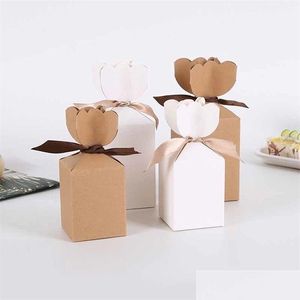 Embrulho de presente 25/50pcs kraft paper pacote caixa de papelão vaso de doces e presente aniversário de Natal da festa dos namorados decoração de casamento dhdqo