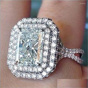 Wedding Rings Wedding Rings Noble Party Ring Fashion Female Luxury Bands With Dazzling Square Shape Zirconia Modern Style Trendy Acc Dhs6J