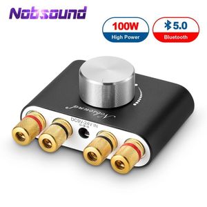 Amplifiers Nobsound Mini Bluetooth 5.0 TPA3116 Digital Amplifier Hifi Stereo Audio Receiver Power Amp 50W50W Car Sound 221027