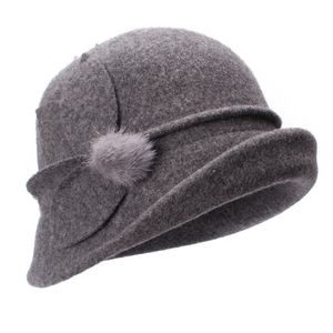 Wide Brim Hats Bucket collapsible Winter for Women Cloche Wool Ladies Gatsby Style Warm Church Dress Wedding A474 221027
