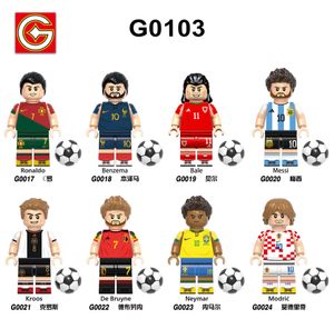 G0103 لاعب كرة القدم Minifigs Mini Toy Figure Neymar Bale Kroos Building Builds