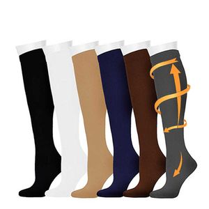 Sports Socks Compression Sock Travel Reli Pain Graviditet för att köra flyg Fitness Varicose Venes High Stockings Outdoor Anti Trötthet L221026