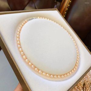 Подвески уникальные жемчужины ювелирные изделия рисовые жемчужные ожерелье 6-7 мм розовые подлинные пресноводные женские ювелирные изделия