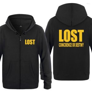 Erkek Hoodies ABD TV Kayıp Baskılı Erkekler Polar Uzun Kollu Fermuar Ceket Sweatshirt Coat Kış Adam Fitness Trailsuit Moleton Maskulino