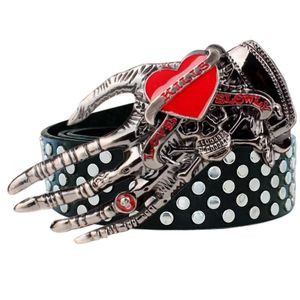 Euro americano punk big head rivet rock rock cinturão homens e mulheres personalidade versátil versátil não -mainstream cinturões de crânio