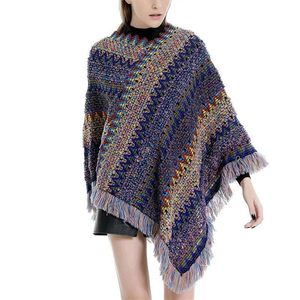 Lenços boho com franjas poncho cape shawls envolve o casaco de mulheres elegantes para o outono de inverno de primavera tc212624