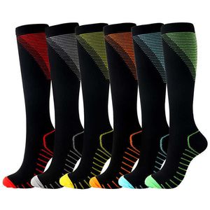 Sports Socks Brothock Niwe Running Klr-Printed V-Shaped Pressure Women Medical Stockings Elastic Outdoor Compression L221026