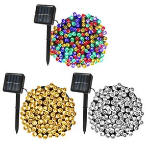 Lâmpadas solares LED String Luz 8 Modo 7m/12m/22m/32m/52m Garland à prova d'água Iluminação de jardim solar Lâmpada de energia solar Festa de Natal Decoração de Natal