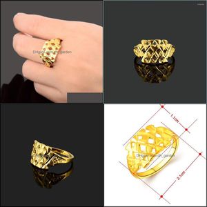 Wedding Rings Wedding Rings Arrival Gold Filled Cocktail Color Geometric Ring 11Mm Big For Women Men Vintage Jewelry Gift Wholesalew Dhjqw