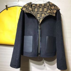 Women's Jackets luxury Designer High quality CLASSIC Double F Patchwork New Ladies Soft Warm Hooded Long-Sleeved Zipper Jacket