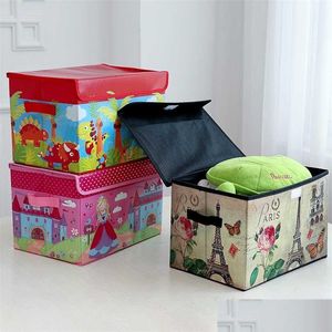 Storage Boxes Bins Folding Storage Box Foldable Bins Toys Organizer With Lids And Handl Basket Laundry 211102 Drop Delivery 2022 H Dhtns