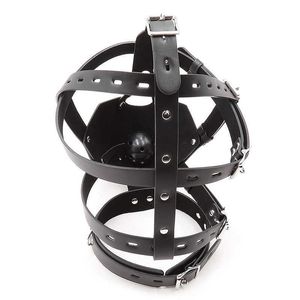 Beauty Items Prisoner Mask With Mouth Ball PU Leather Harness Collar BDSM Bondage Gag Fetish Restraint sexy Toys for Couples Flirting Tools