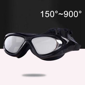 Goggles -1,5 till -9,0 graders myopia män kvinnor hd vattentät transparent elektroplatta simglasögon anti -dimma uv sile dykglasögon l221028