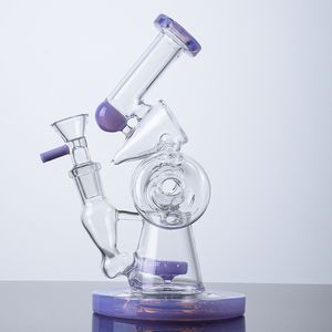 Einzigartige Doppel-Recycler-Wasserpfeifen, Glasbong, geschlitzt, Donut-Perc, berauschende Glasbongs, Becher, Beiwagen, Öl-Dab-Rigs, Wasserpfeife, 14-mm-Innengewinde mit Schüssel