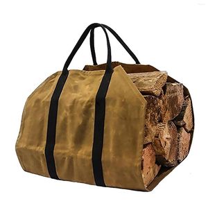 Storage Bags Carrying Bag For Fireplace Water-Resistant Canvas Firewood Carriers With Ergonomic Handles Stove Accessories Large