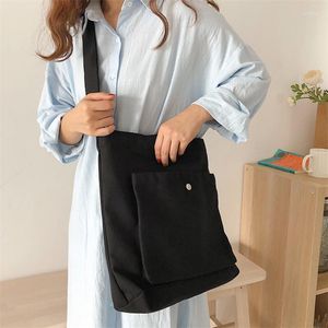 Evening Bags Women Simple Canvas Tote Bag Black White Crossbody Soft Cotton Cloth Handbag Causal Large Shoulder Shopping For Girl Boy