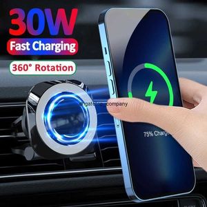 Fast Charge 30w Magnetic Car Wireless Charger Air Vent Phone Holder Mount for Macsafe iphone 13 12 Mini Max Pro Qi Charging Station
