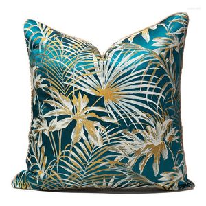 Pillow Light Luxury Jacquard Cover High Precision Embroidery Tropical Leaves Decorative Pillows Home Sofa Chair Seat Pillowcase