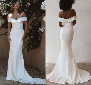 Elegant Mermaid Satin Wedding Dress for Women 2023 Sweetheart Backless Bride Gowns Off Shoulder Vestidos De Novia Robe De Mariage