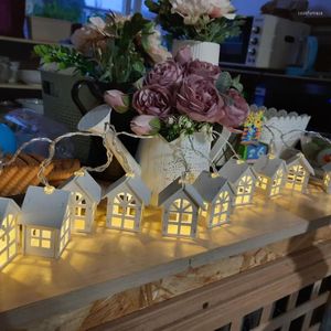 Julekorationer 2m LED String Light Garland Ornament Country Story House Wood Warm White Holiday Lighting Party Lamp Decoration