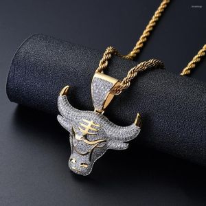 Pendant Necklaces Bull Demon King Silver Color Chain Iced Out Necklace Men With Tennis Hip Hop/Punk Fashion Jewelry