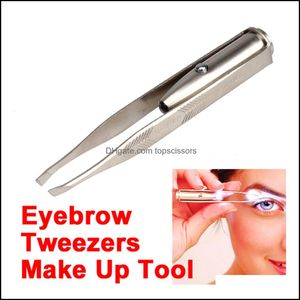 Narzędzia do brwi szablony makijaż LED Light Hair Hair Pweeezers Do Usuwanie twarzy rzęs Usuń narzędzia ze stali nierdzewnej Drop dostarczenie DHWC4