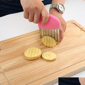 Fruit Vegetable Tools Wavy French Fries Cutter Stainless Steel Potato Slicer Vegetable Chopper Veggie Durable Kitchen Gadgets Drop Dh9Mp