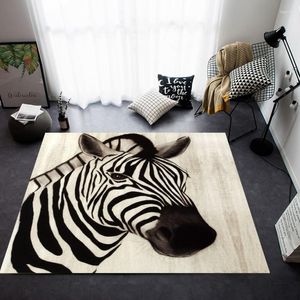 Carpetes Leopard Zebra Fashion Moda grande tapete de área para sala de estar Quarto de tapete não deslizante geométrico quadrado branco preto Alfombra