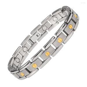 Link Bracelets Wollet Jewelry Health Care Magnetic Titanium Bracelet For Men Women Stone Magnet Energy