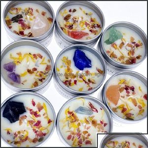 Ljus heminredning tr￤dg￥rd aromaterapi kristall torrt blommljus med presentf￶rpackning gyllene/sier tins doftande pare dekoration ot6te