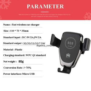 Fast Charge 30W qi Car Carregador sem fio para iPhone 13 12 11 Pro xs max xr x Samsung S10 S9 Chargers de porta de telefone de carregamento