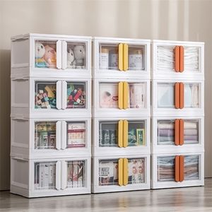 Storage Boxes Bins Big Capacity Double Open Folding Storage Box Foldable Plastic Closet Clothes Organizer Home Kids Toys Quilt Sorting Container 221028