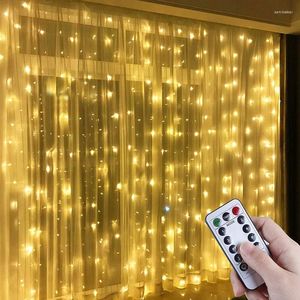 Strings Wireless Remote LED Curtain Lights For Living Room Year/Wedding/Holiday Party Decoration USB Window Hanging String Light