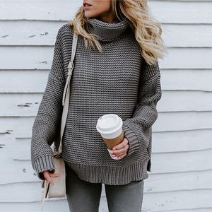 Suéteres femininos suéter grosso de manga longa feminina pulôver de gola alta feminino inverno 2022 malha superdimensionada