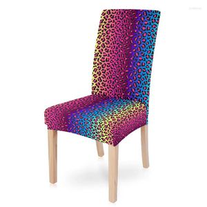 Chair Covers Modern Colorful Leopard Elastic Cover Universal Size Desk Seat Protector For Dining Room Kitchen Wedding Banquet