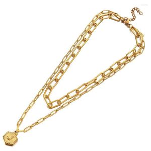 Anhänger Halsketten Mode Büroklammer Kette Frauen Halskette Choker Edelstahl Gold Farbe Layered Initial Für Frauen Schmuck