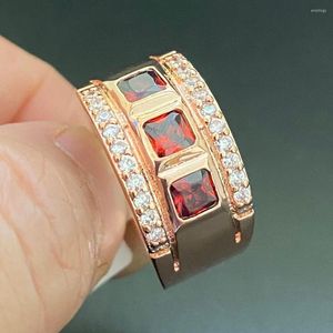 Alyans Satışı% 90 İndirim Erkekler veya Kadınlar İçin Gül Altın Moda Takı Gümüş Renk Büyük Yüzük Rubystone Zirkonya Kristal Toptan