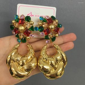 Hoop Earrings Women Flower Drop Fashion Brass Twist Gold Round Earring For Girls Chunky Small