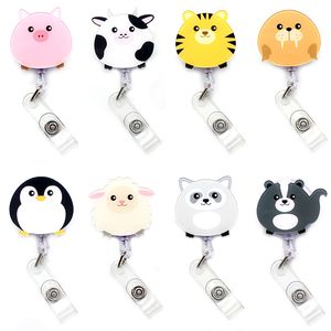 Key Rings New Cartoon Acrylic Cute Penguin Retractable Badge Reel Student Nurse Hospital Exhibition Enfermera Name Card Id Chest Dro Smtbq