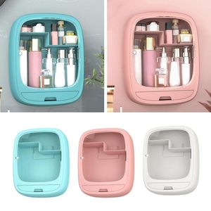 Storage Boxes Wall Hanging Makeup Box Drawer Bathroom Organizer Transparent Punch Free Dustproof Cosmetic Jewlery