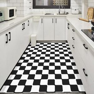 Tappeti Stile nordico Tappetino da cucina in pelle PVC resistente all'olio Tappeto antiscivolo facile da pulire per soggiorno Tappeto grande lavabile ispessito