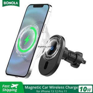 Snabbladdning Bonola 15W Magnetic Car Wireless Charger för iPhone 13 12 Pro 11 360Air Outlet Cars Holder Samsung Smartphone S20 Obs 20
