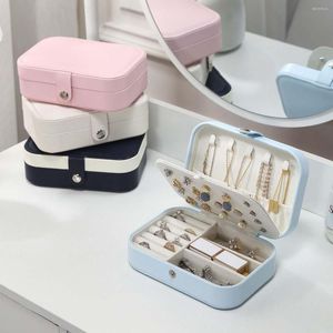 Smyckespåsar Box Travel Jeweler Organizer Case Showcase Earring Cards Packaging Display Ringlådor Smycken Lagring med fack