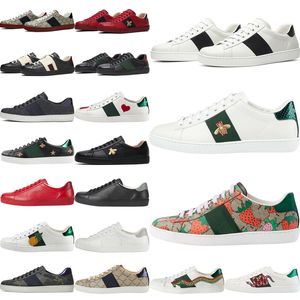 Sapatos Casuais Tênis de Couro Sapatos Esportivos Tênis Moda Cobra Chaussures Abelha Bordado Listras Andar Homens Homens Mulheres Tamanho Eur36-45