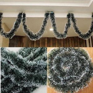 Decoratieve bloemen 200cm/80 inch kerstdecoraties Bar Tops Ribbon Garland Tree Xmas Wit Donkergroene riet Tinsel Party Supplies