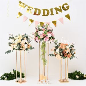 decoration Modern large gold tall metal flower stand for wedding centerpieces imake481