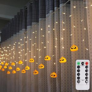 Strings Remote Control 3.5M Halloween Pumpkin LED Icicle Curtain String Lights 3D Lantern Home Party Holiday DIY Decor