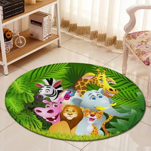 Carpets Baby Children's Bed Room Mat Indoor Door Carpet Jungle Animal Cartoon Round Living Chair Kitchen