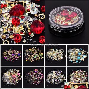 Nail Art Dekorationen Nail Art Dekoration Charme Edelstein Perlen Strass Hohl Shell Flake Flatback Niet gemischt glänzend Glitzer 3D Diy Acc Dhkqa